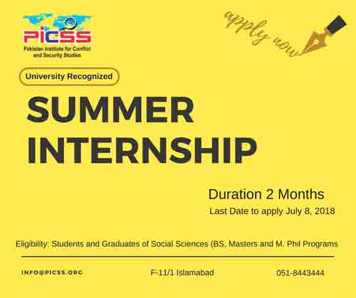 PICSS Islamabad Summer Internship Program