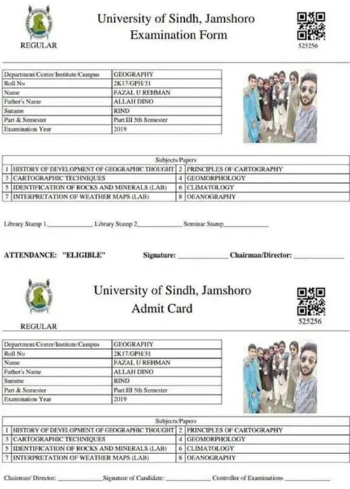 University of Sindh Jamshoro Admission form