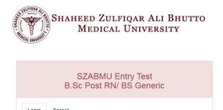 SZABMU-Entry-Test-for-Admission-in-Nursing-BSC