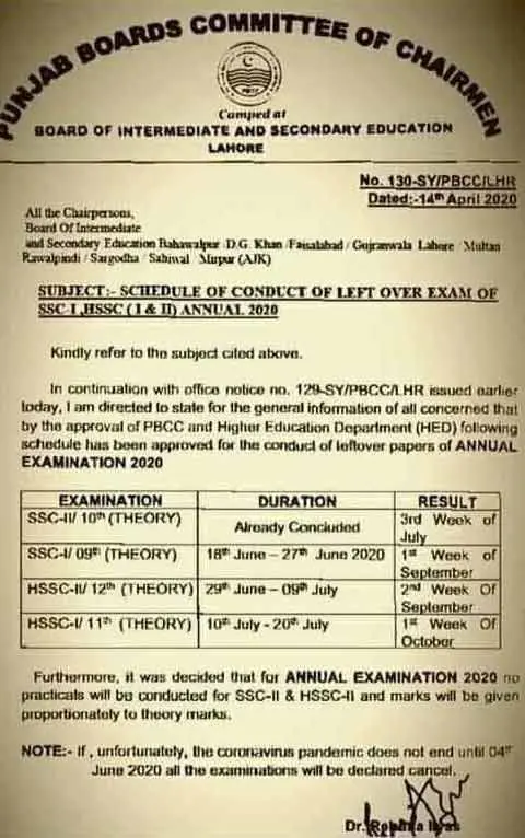 Bise-New-Exam-Schedule-2020