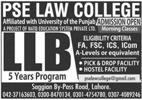 Admissions-Open-For-PSE-Law-College-Lahore