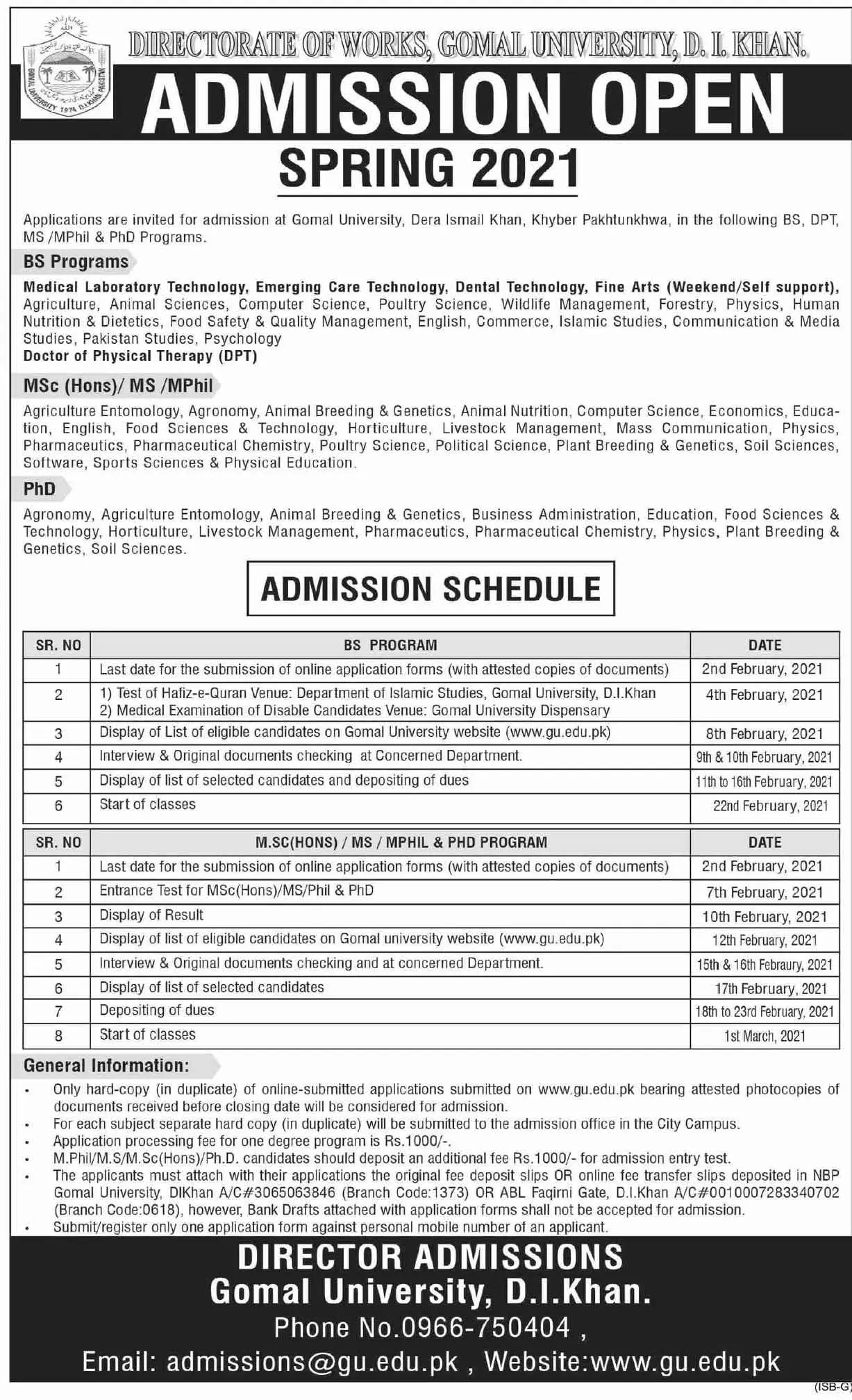 Gomal-University-Admission-Merit-List-2021