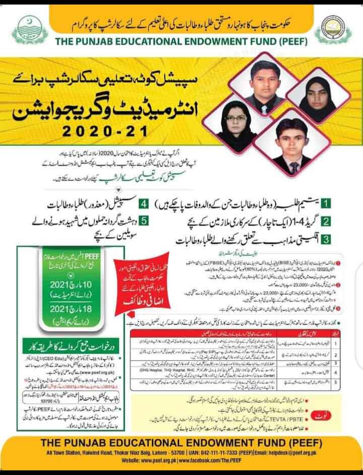 Peef Scholarships 2021 22 Form For Intermediate Graduation