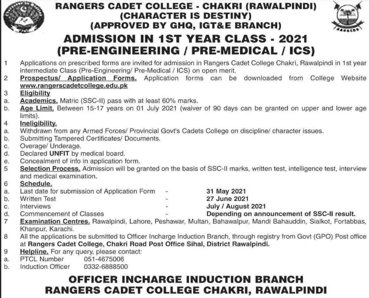 Ranger-Cadet-College-Chakri-Admission-2021