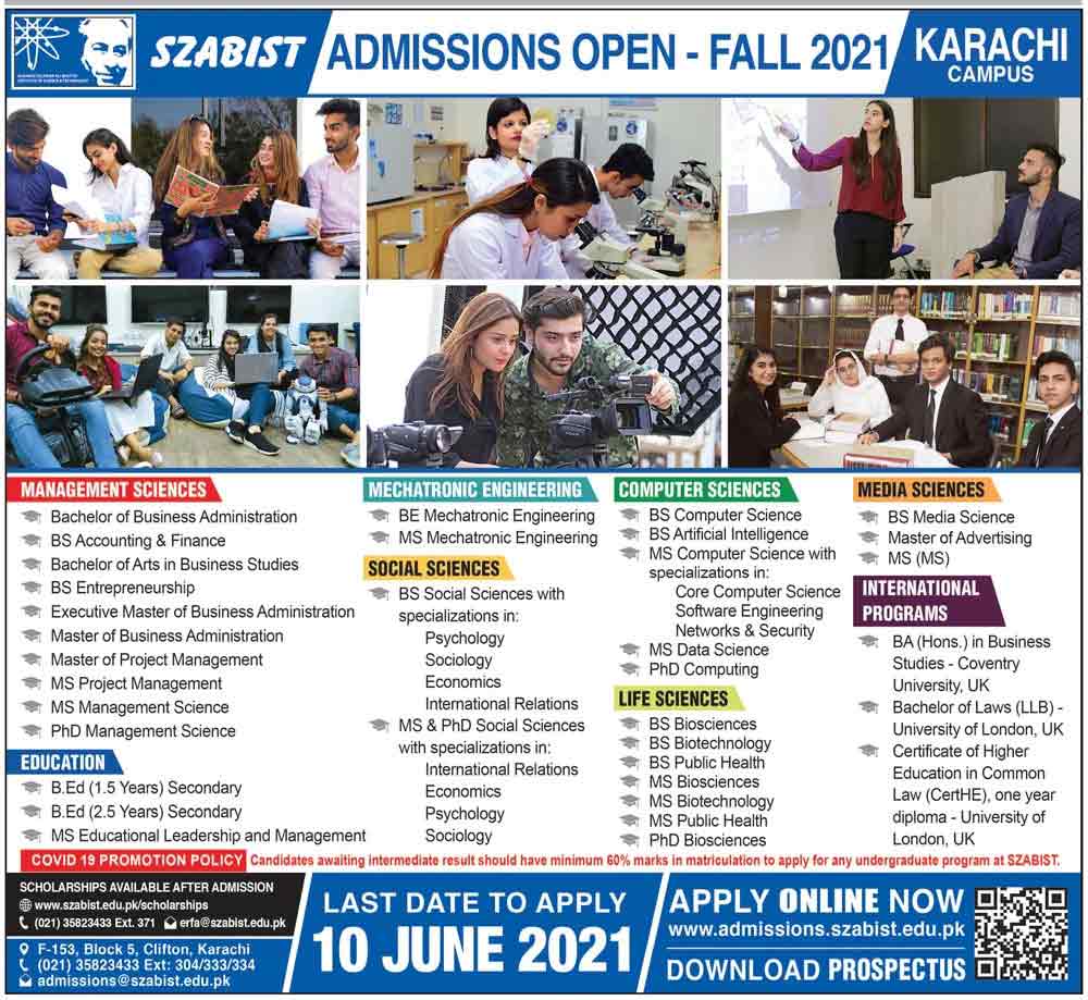 SZABIST-Karachi-Admission-2022