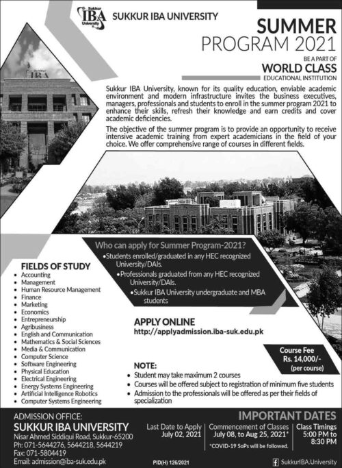 IBA-Sukkur-University-Summer-Program-2021