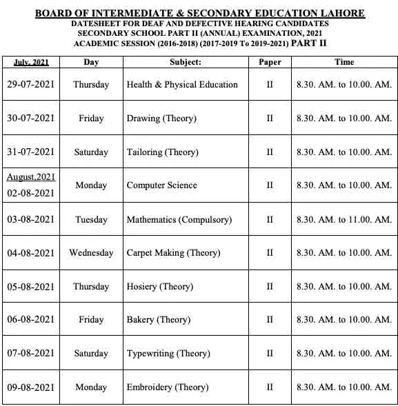 Bise-Lahore-Board-Matric-Date-Sheet-2021