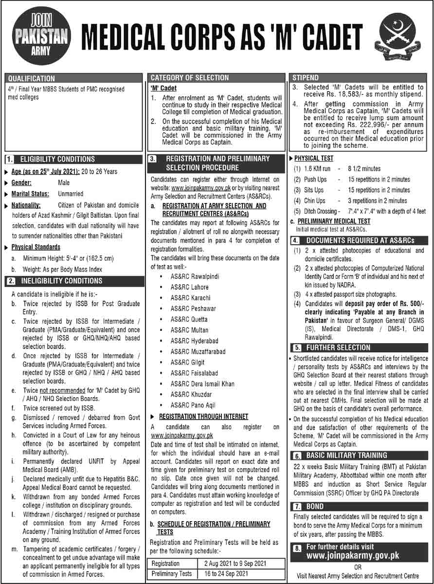 Jobs-Join-Pak-Army-as-Medical-Cadet-2021