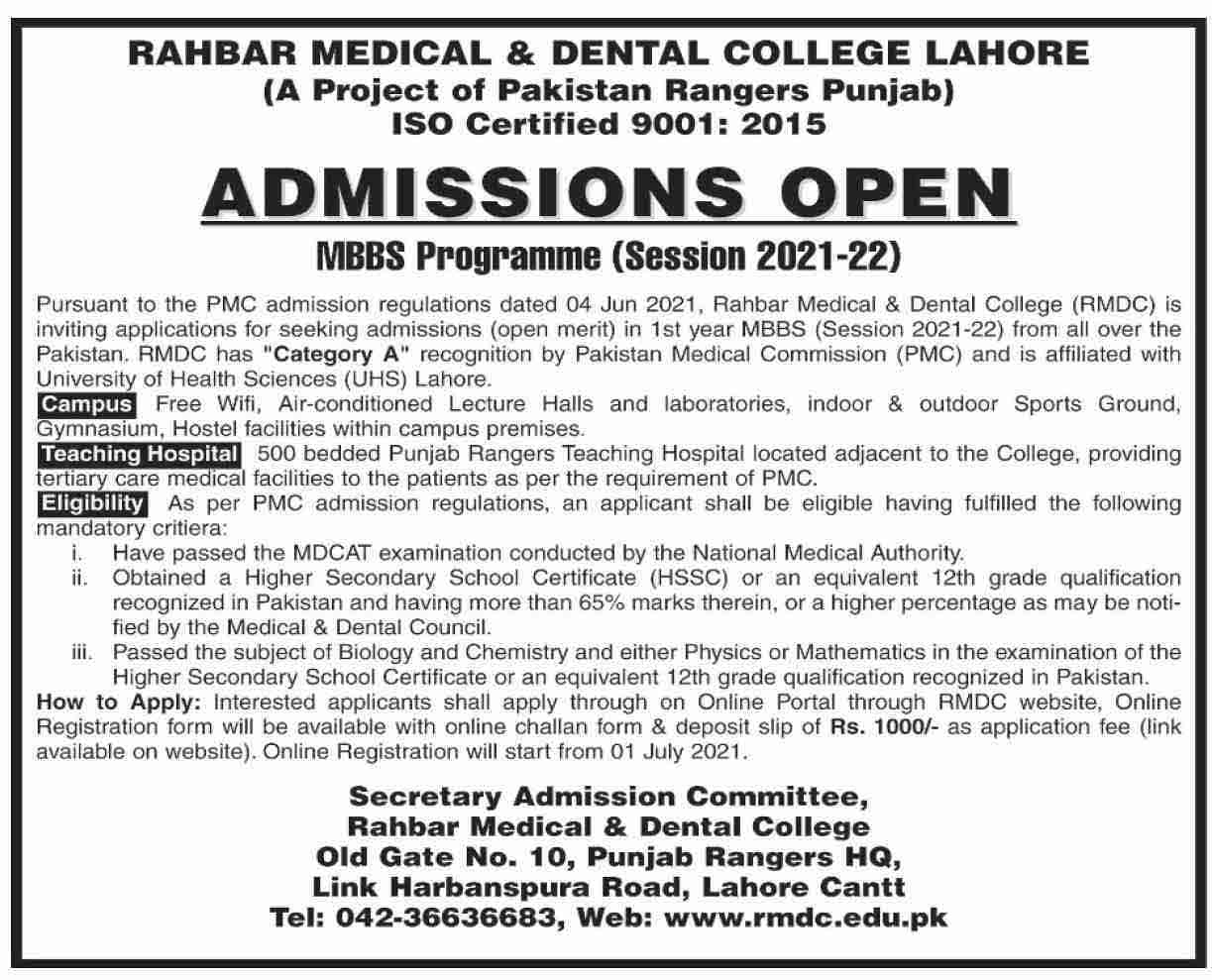 Rahbar-Medical-&-Dental-College-Admission-2021