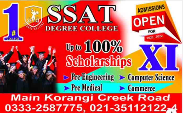 SSAT-Degree-College-Karachi-1st-year-Admissions-2021