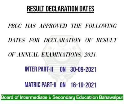 Bise Bahawalpur Board Matric 10th Class Result 2021