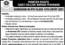 Cadet College Warsak Peshawar Admission 2021