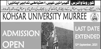 Kohsar University Murree Admission 2021