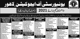 University of Education Lahore Admissions 2021
