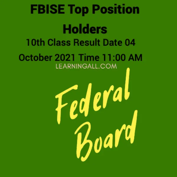 FBISE Matric Position Holders 2021
