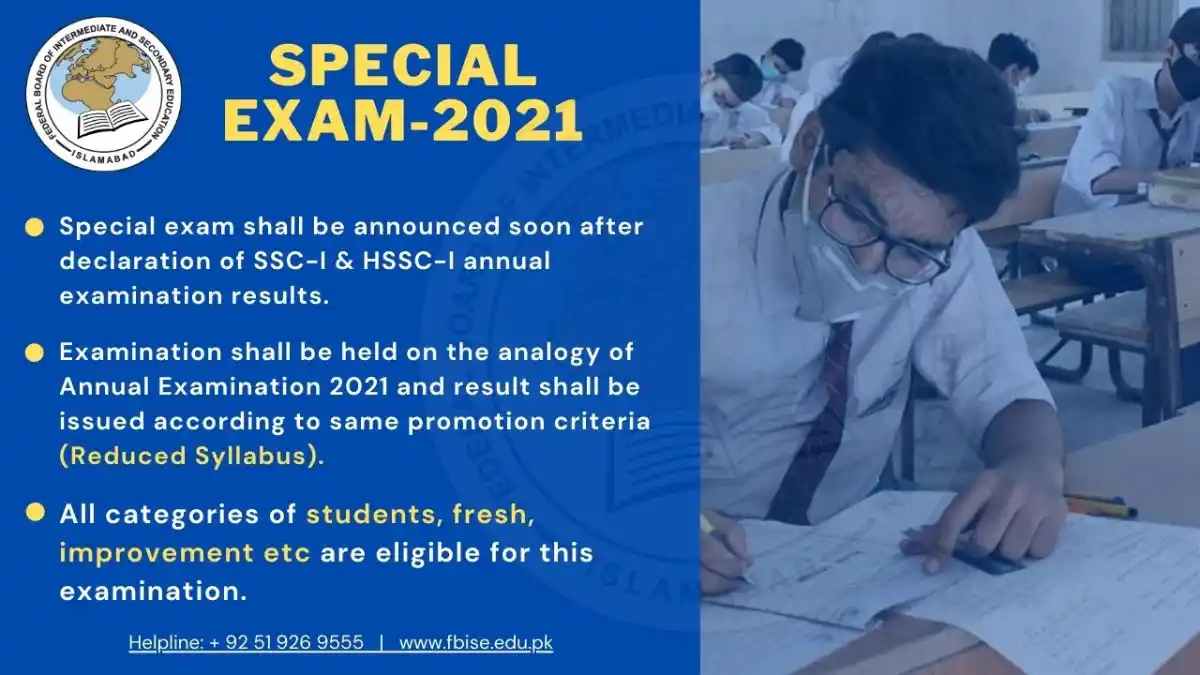 FBISE Special Exam Schedule 2021 Date