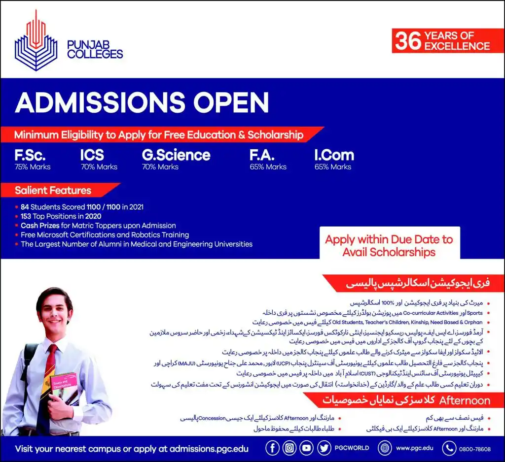 Punjab Group of Colleges Admissions 2021
