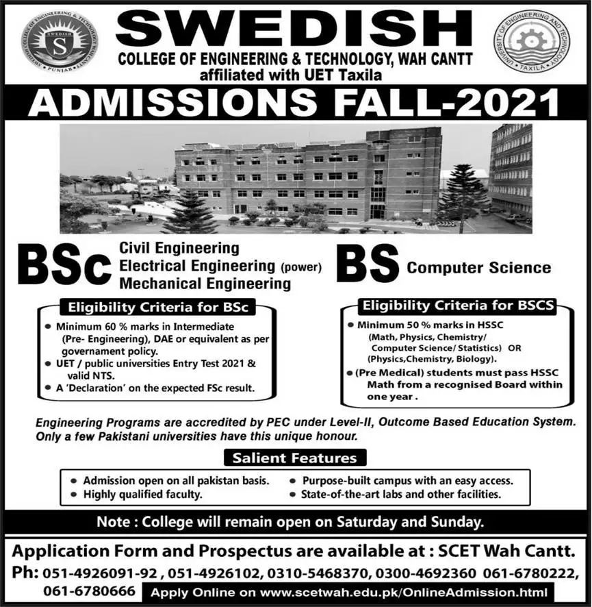 Swedish College of Engineering Wah Cantt