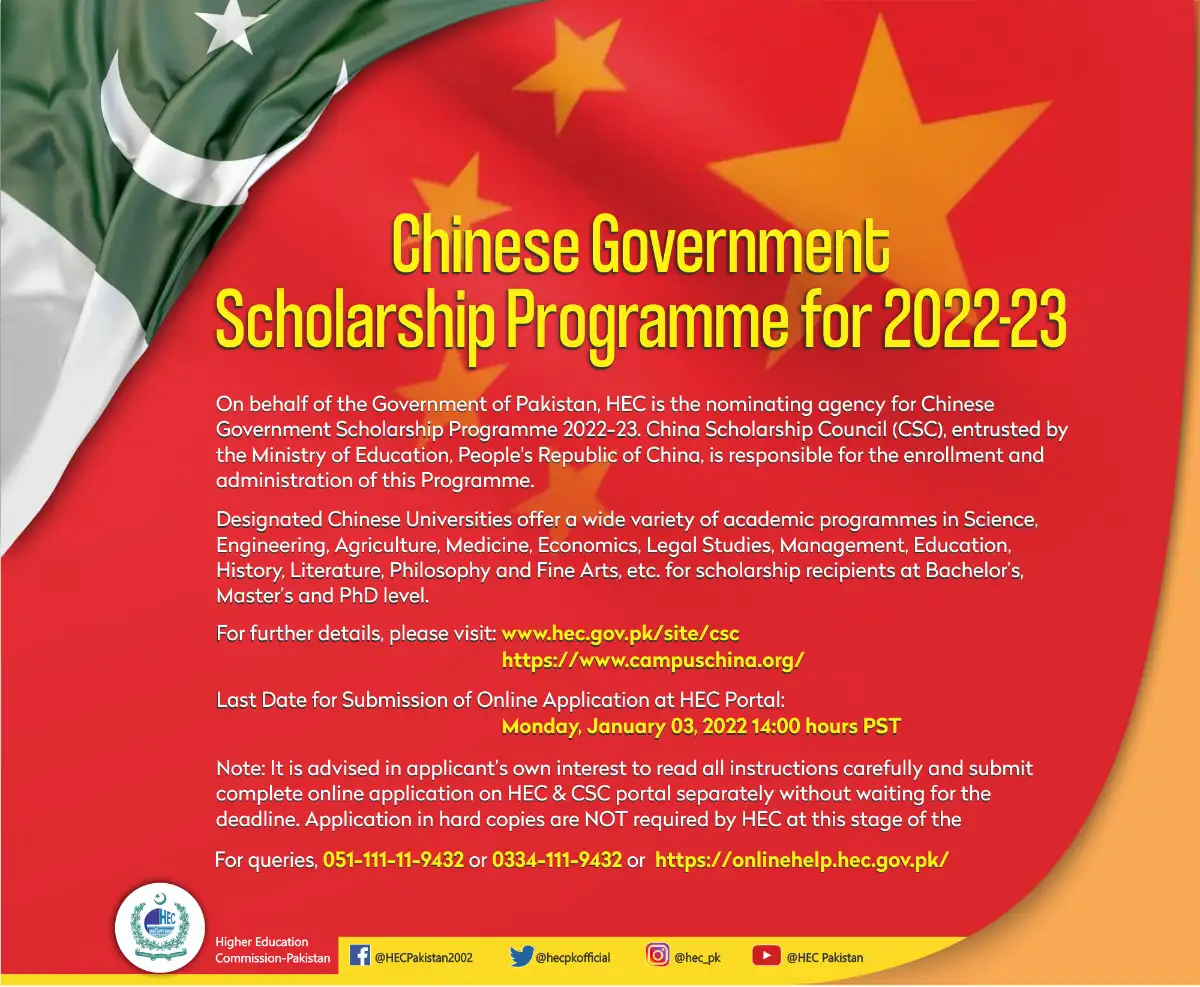 Chinese Government Scholarship 2022