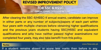 FBISE Improvement Policy 2022