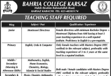 Bahria College Karsaz Karachi Jobs 2022