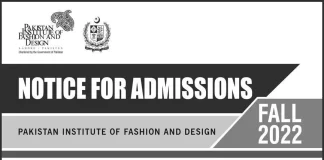 PIFD Lahore Admission 2022 Entry