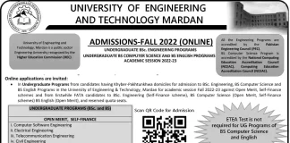 UET Mardan Merit List 2022