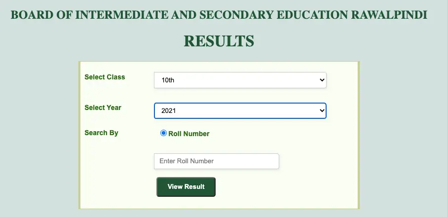 Bise Rawalpindi Board Matric Result 2022