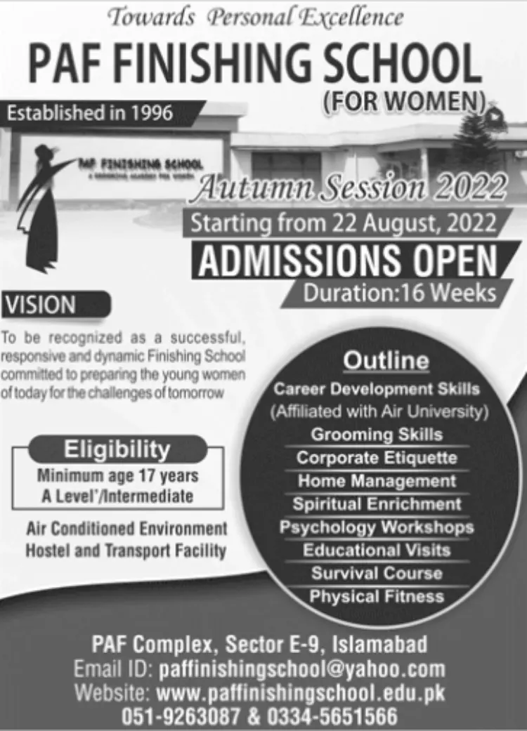 PAF Finishing School Islamabad Professional Course