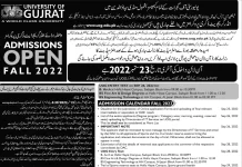 University of Gujrat Admissions 2022