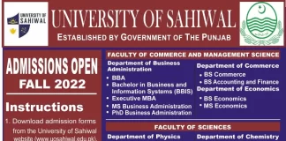 University of Sahiwal Admission 2022