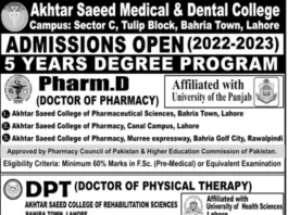 Akhtar Saeed Medical College Admission 2022