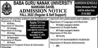 BABA GURU Nanak University Admission 2023
