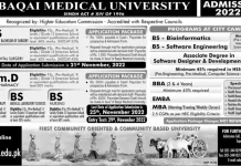 Baqai Medical University Admission 2022