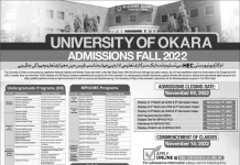 University of Okara Admission 2022