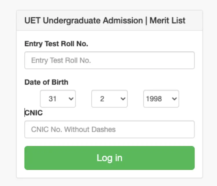 UET Lahore Merit list 2022