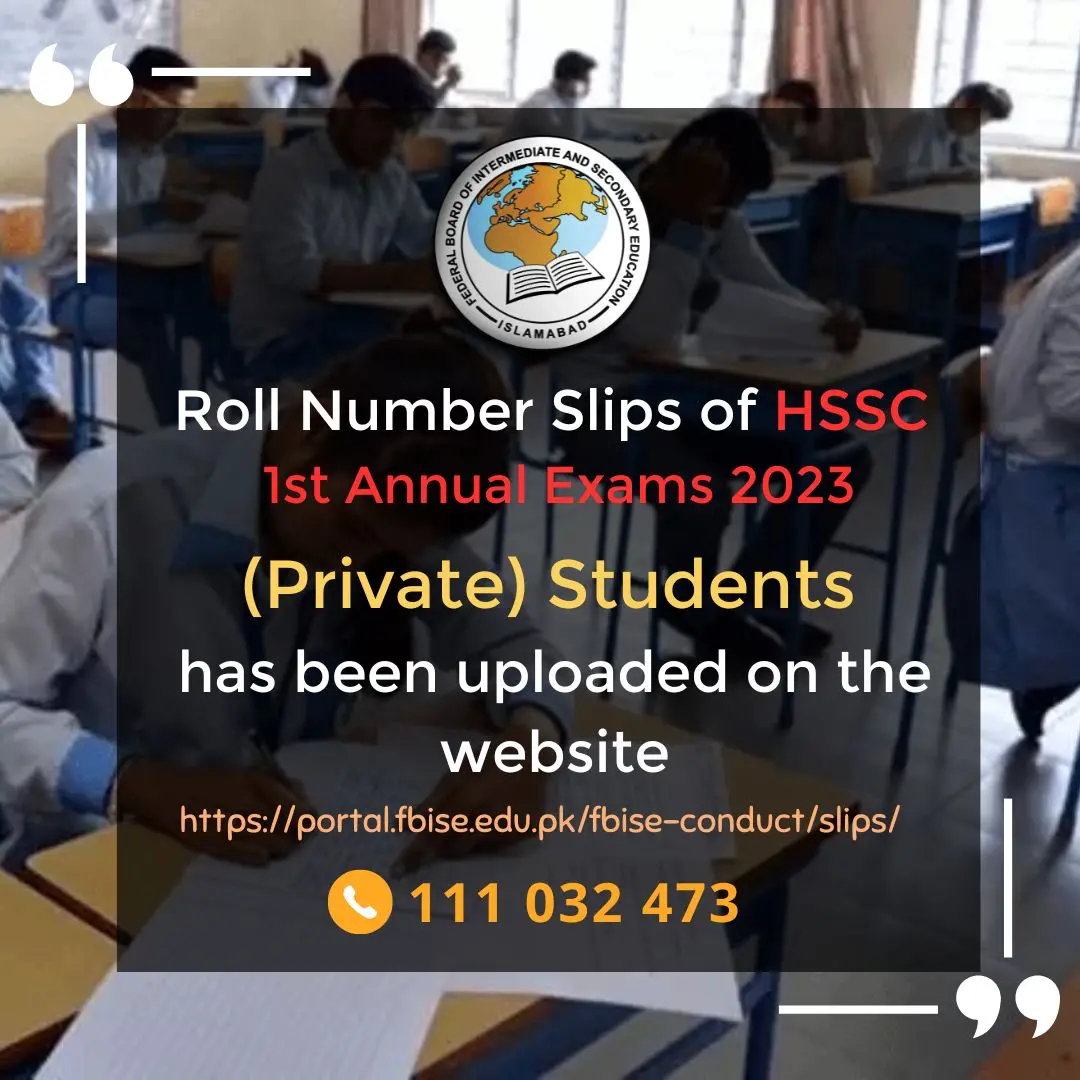 FBISE Roll Number Slip 2024 Download PDF HSSC