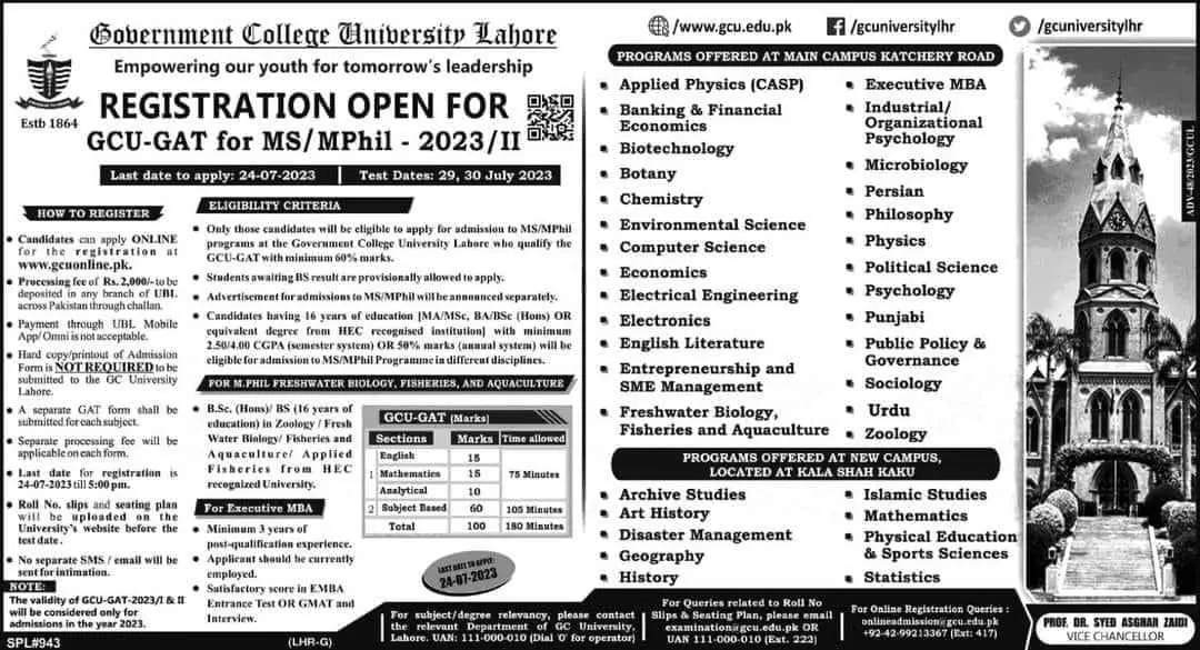 GCU GAT Test Date 2023