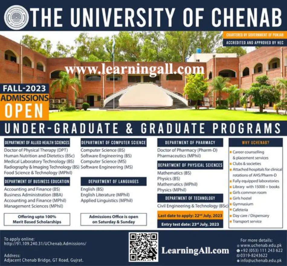 University of Chenab Admission 2023 Fee Structure