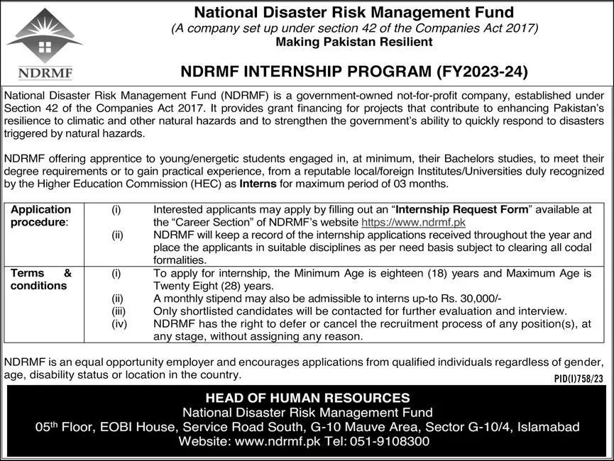 National Disaster Risk Management Internship 2023