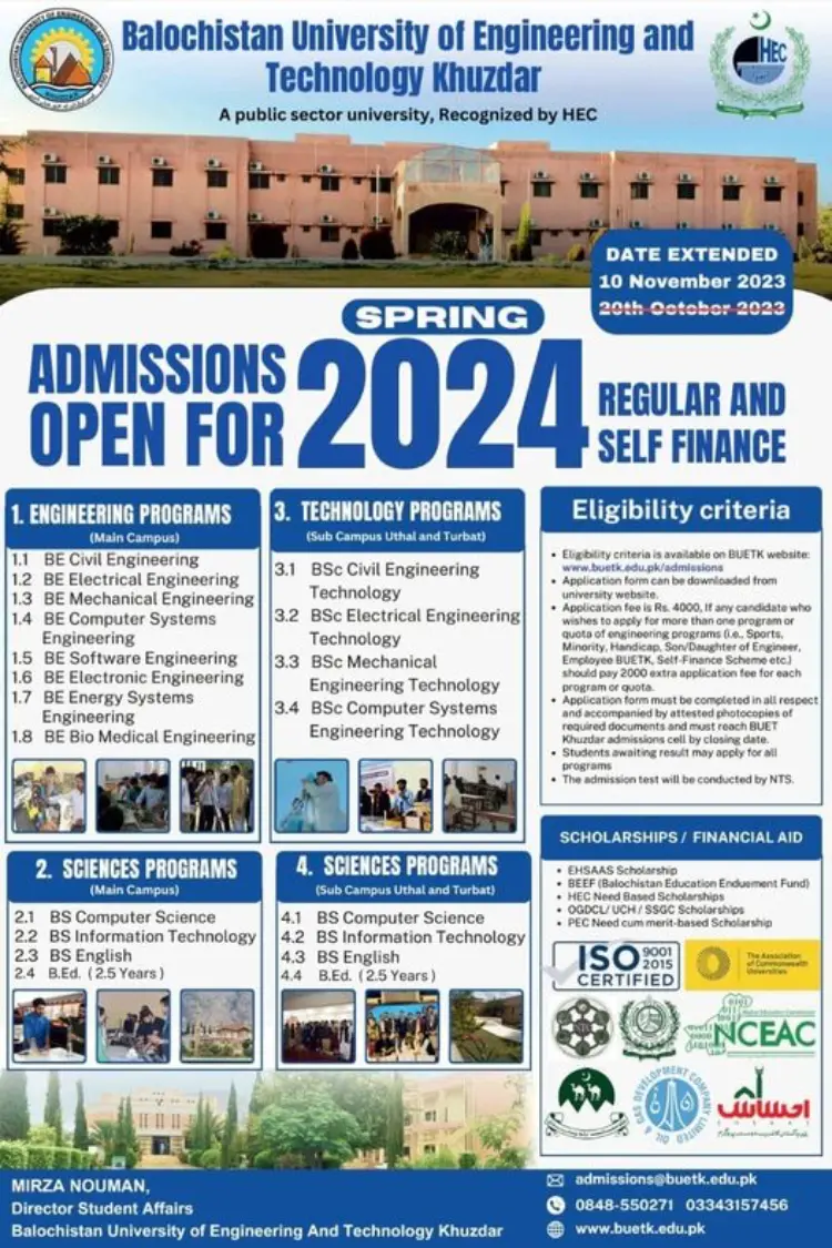 BUET Khuzdar Admission 2024