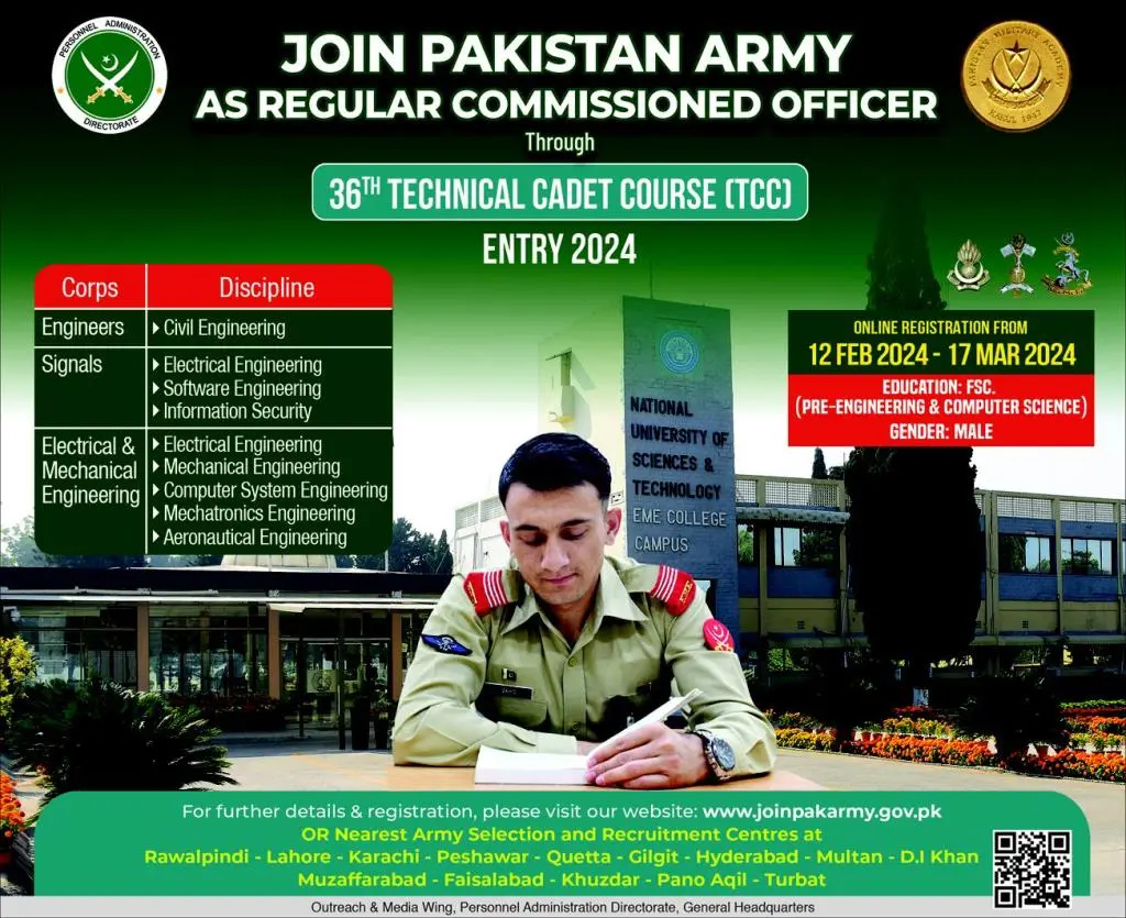 Join Pak Army Through Technical Cadet Course 2024 Apply Online