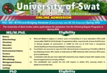 University of Swat Programs 2024 Fee