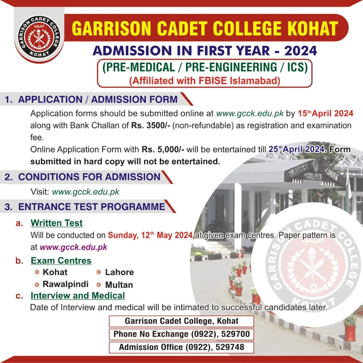 Garrison Cadet College Kohat 2025