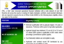 ZTBL Jobs 2024 Zarai Taraqiati Bank