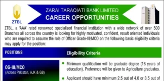 ZTBL Jobs 2024 Zarai Taraqiati Bank