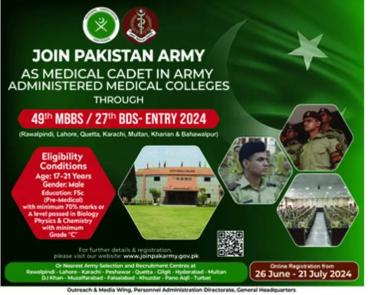 Join Pak Army as Medical Cadet 2025