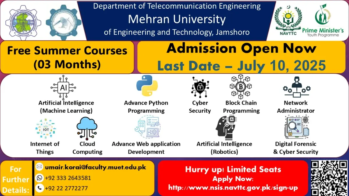 Mehran University Jamshoro Free Courses